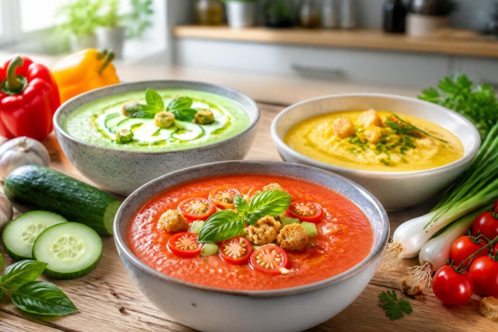 découvrez nos recettes de gaspacho et soupes froides pour une entrée fraîche et légère, parfaite pour les journées ensoleillées.