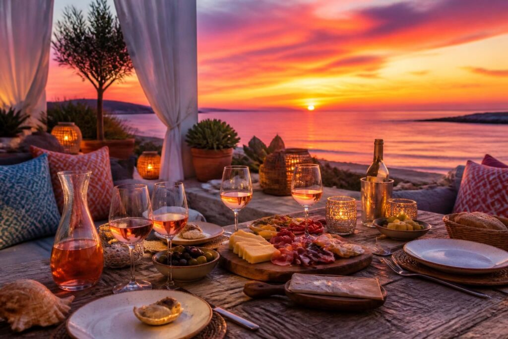 découvrez l'art de recevoir au bord de mer avec un apéro au coucher de soleil : partagez des moments conviviaux autour de saveurs estivales et d'une ambiance inoubliable.