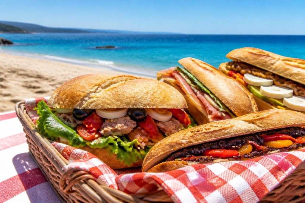 découvrez le pan-bagnat et d'autres sandwichs du sud, parfaits pour un déjeuner de plage savoureux et authentique sous le soleil méditerranéen.