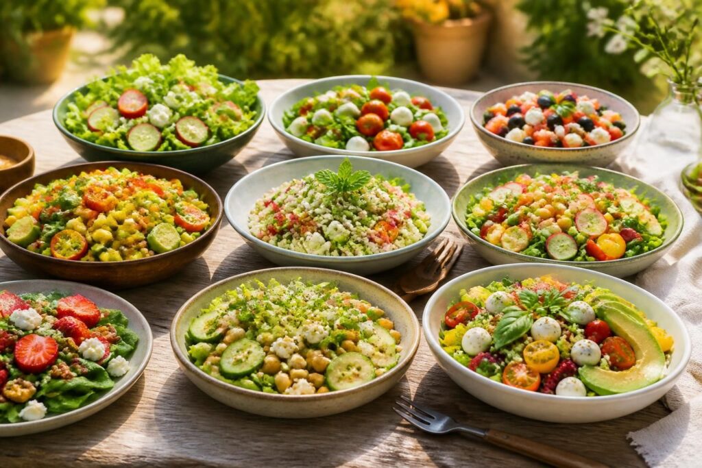 découvrez 10 idées de salades composées d'été fraîches et complètes pour des repas légers et savoureux, parfaites pour la saison estivale.